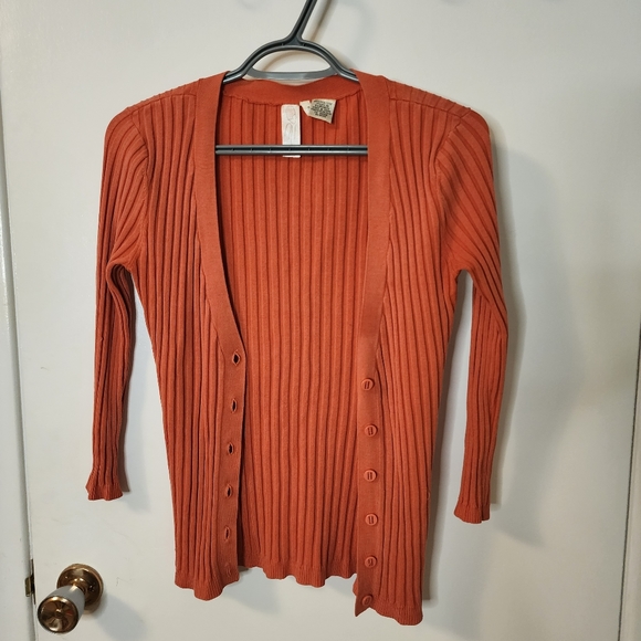 Silk Cardigan Button down y2k Vintage Ribbed - Picture 5 of 9